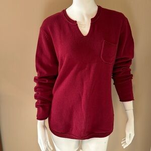 Natural Reflections Long Sleeve Dark Red Knitted Sweatersmall front chest pocket